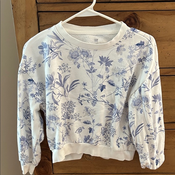 GAP White and Blue Floral Sweatshirt - Picture 1 of 3